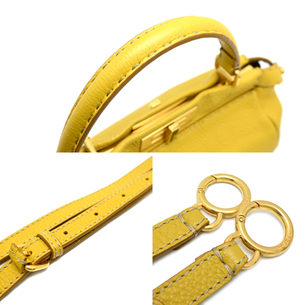 Fendi Peekaboo Medium Selleria Women's Handbag 8BN226 Leather Yellow - Picture 5 of 10